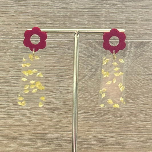 Crimson Blossom EarBobs