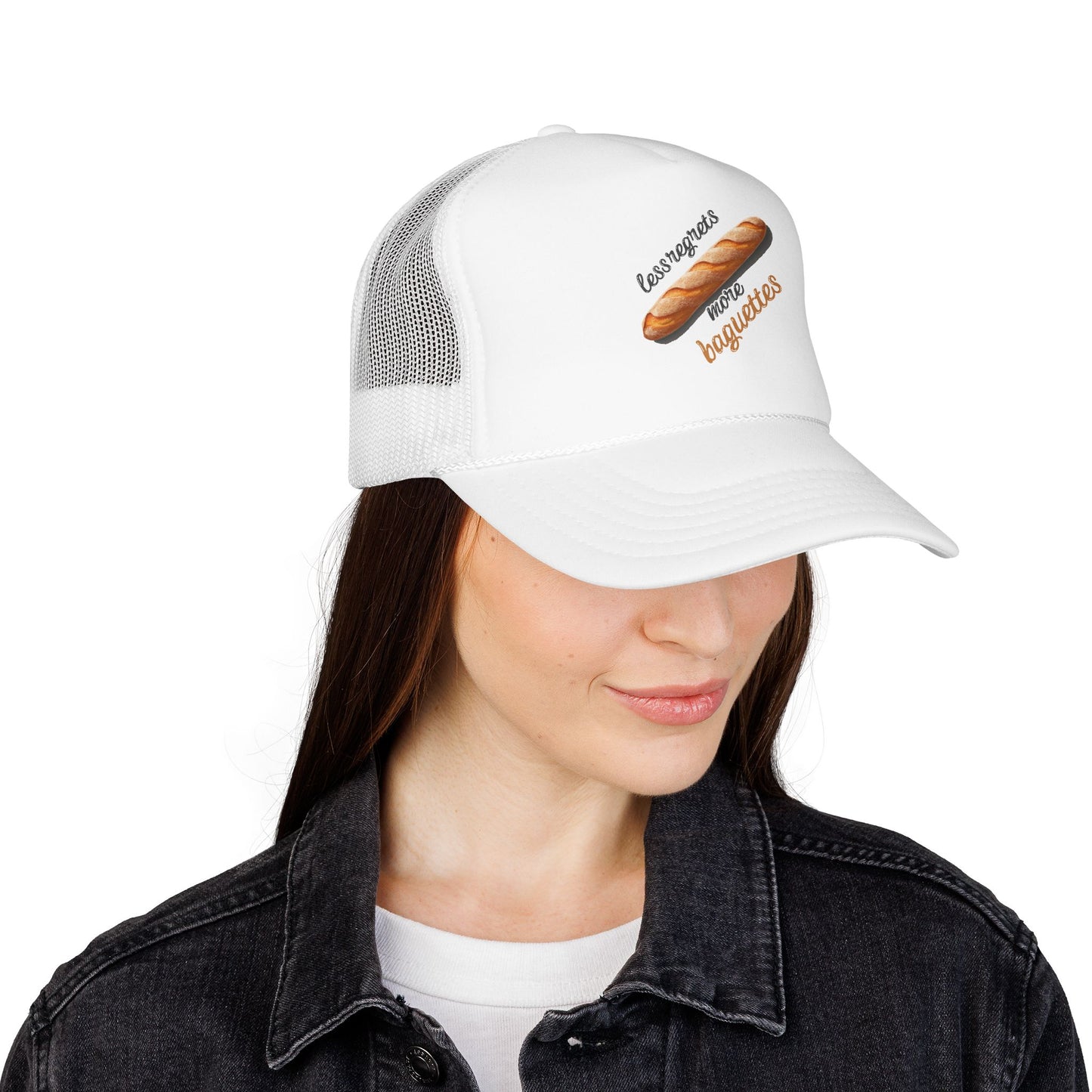 Less Regrets, More Baguettes Trucker Hat