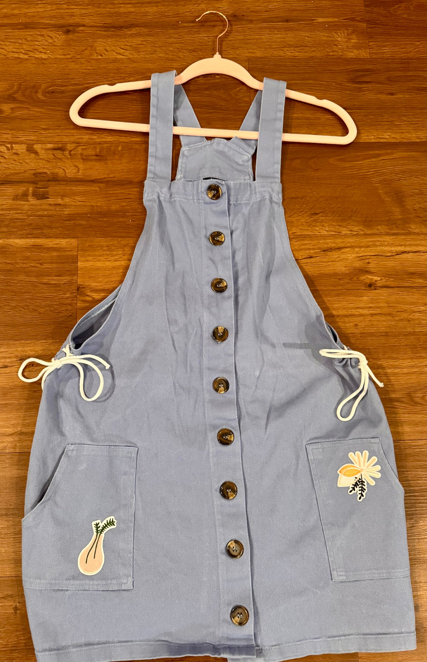 "Root & Bloom" Light Wash Overall Dress