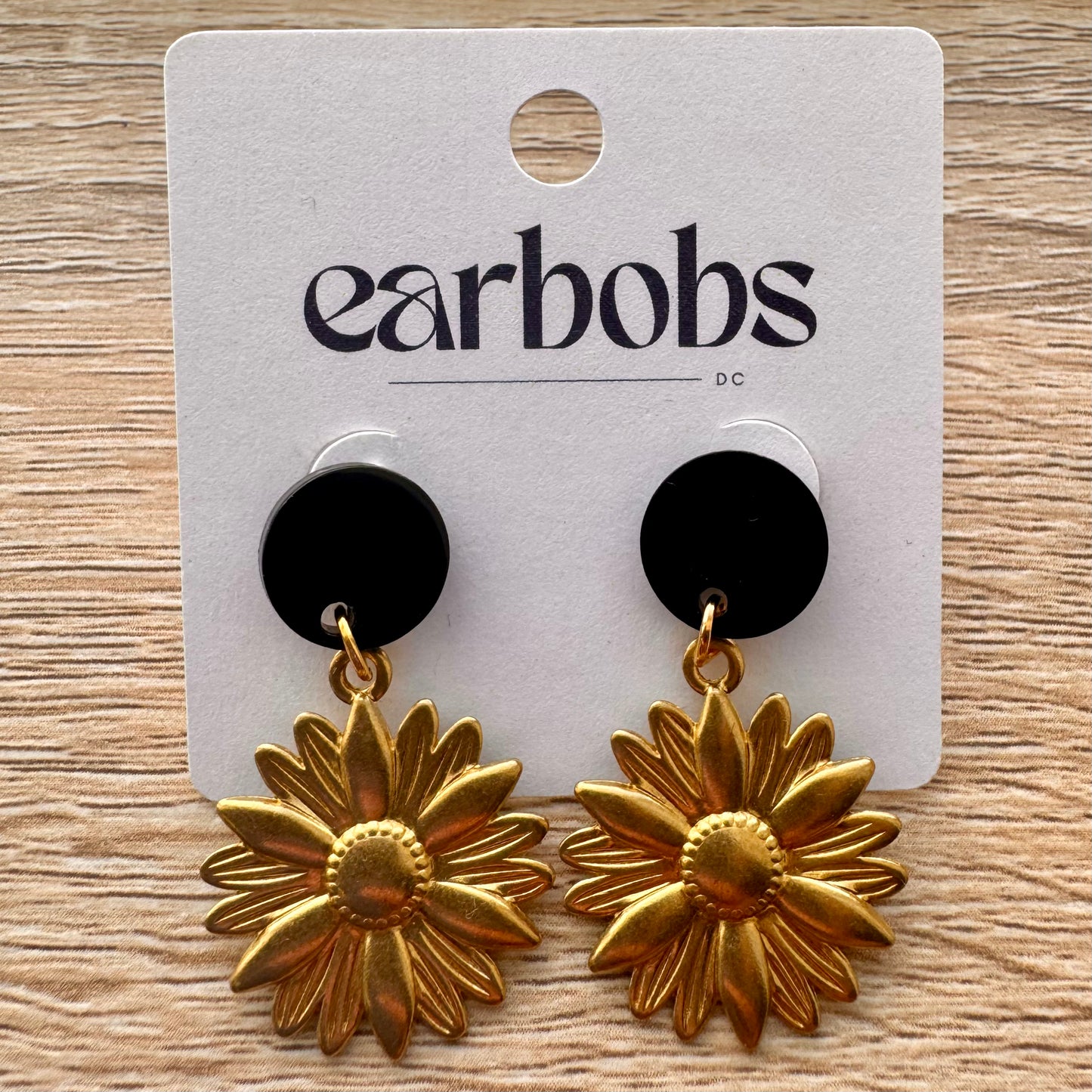 Black Sunflower Bloom EarBobs