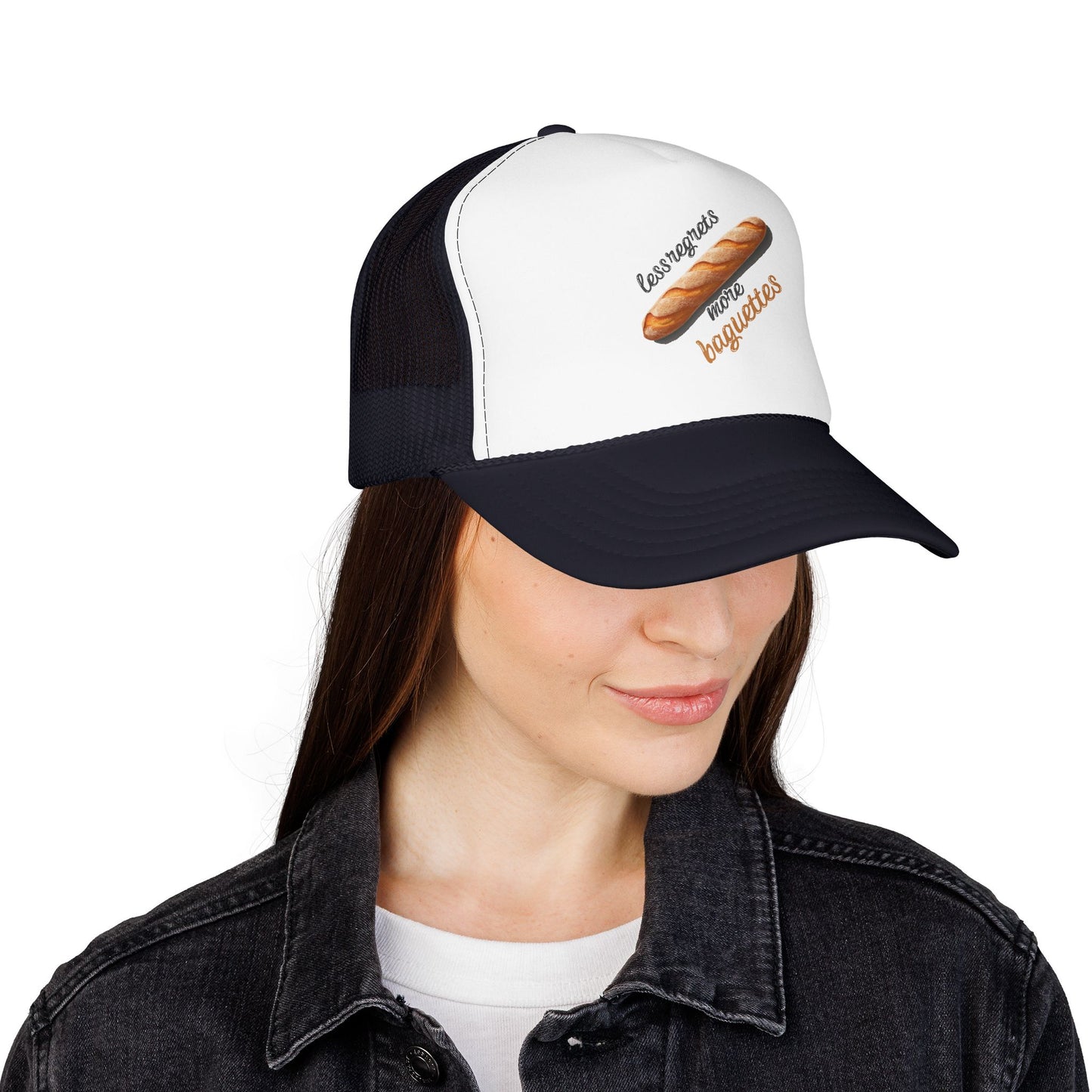 Less Regrets, More Baguettes Trucker Hat