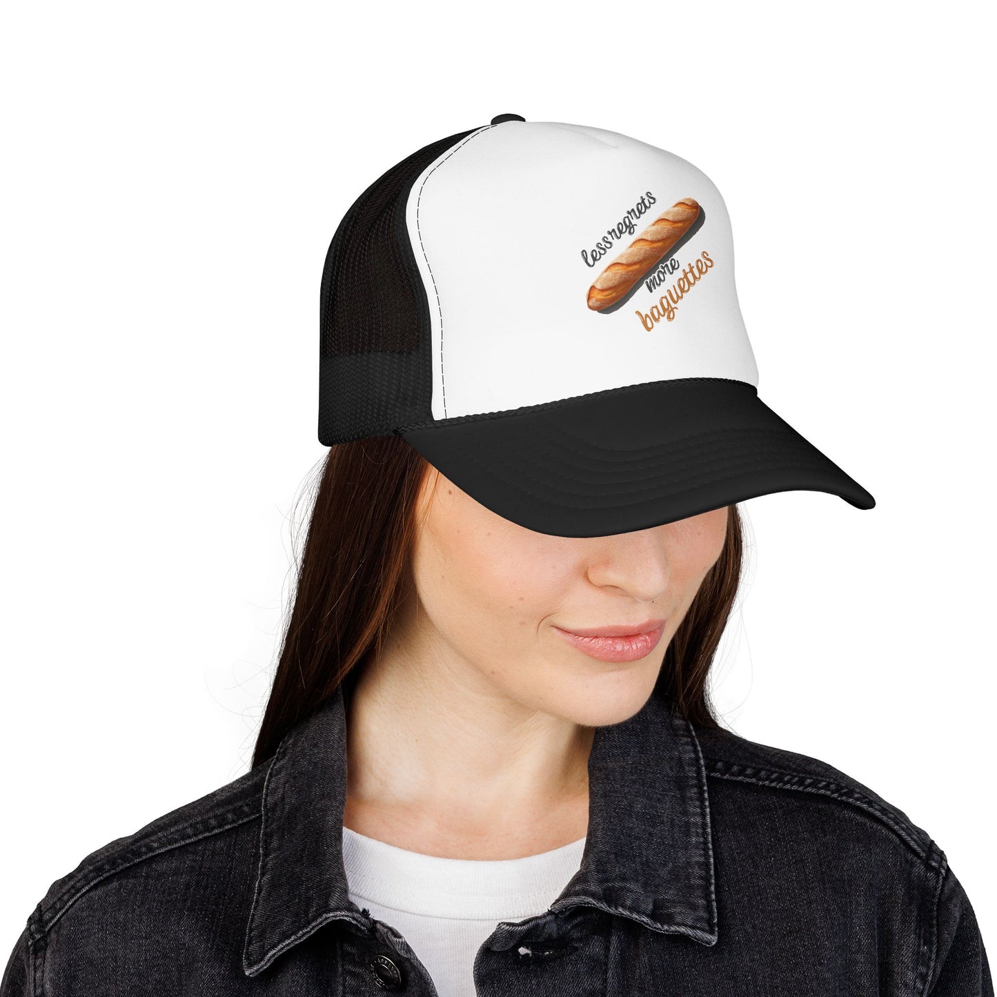 Less Regrets, More Baguettes Trucker Hat