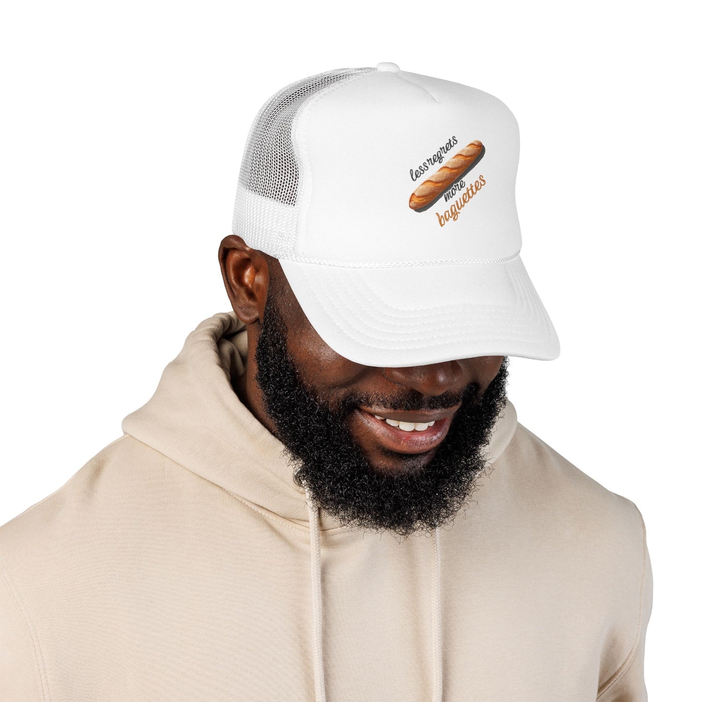 Less Regrets, More Baguettes Trucker Hat