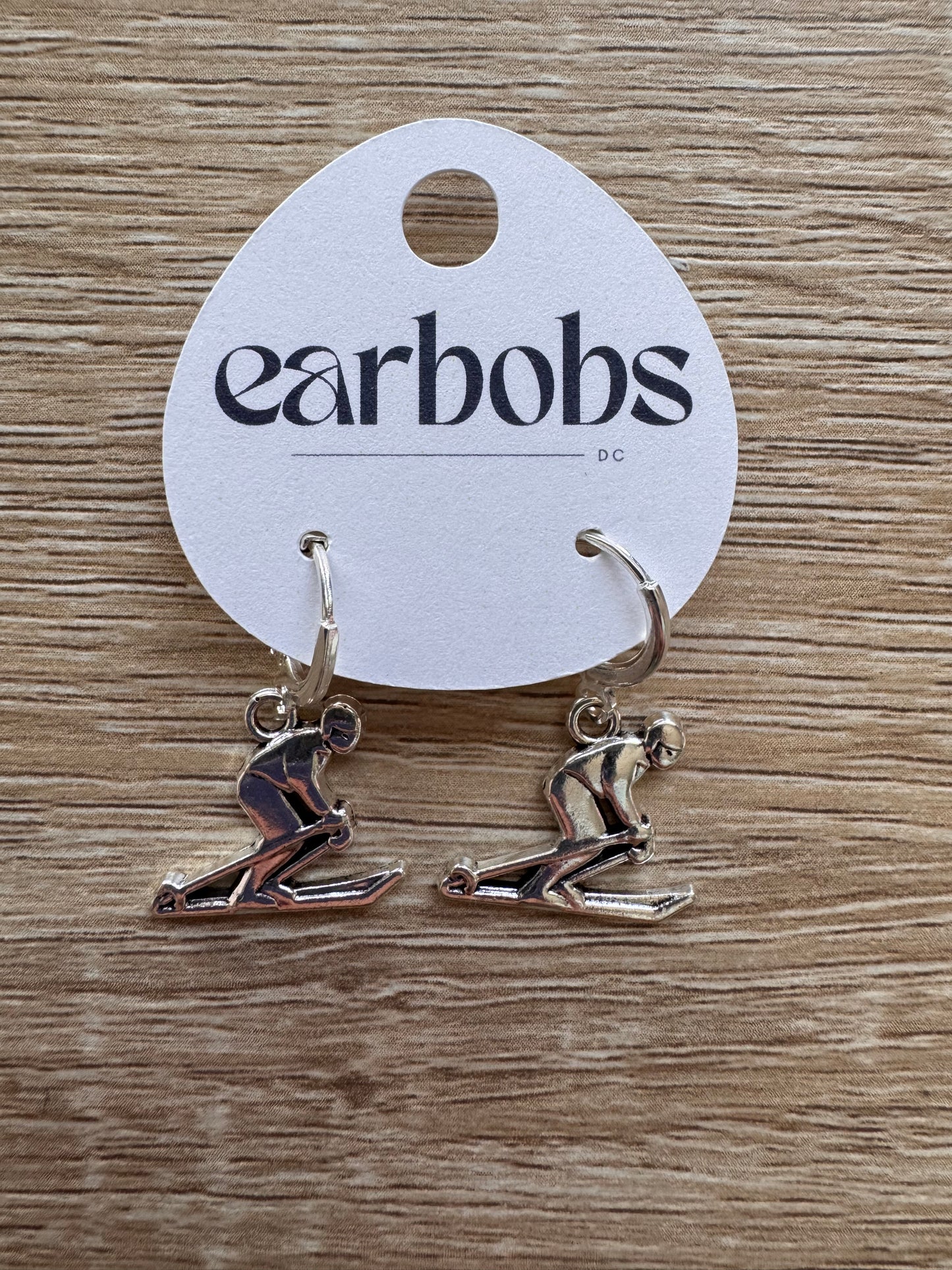 Silver Skier EarBobs