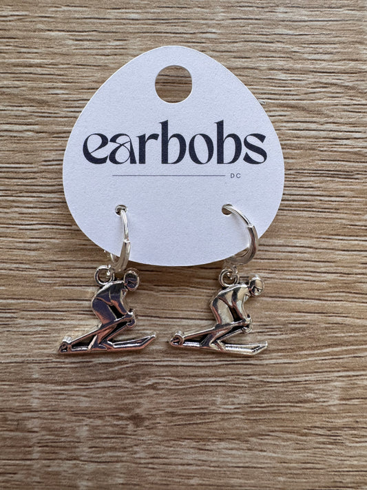 Silver Skier EarBobs