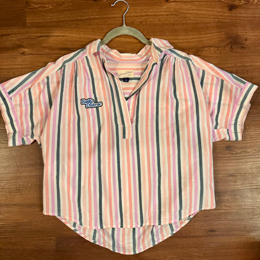 Striped Oversized Tee with "Easily Distracted" Patch