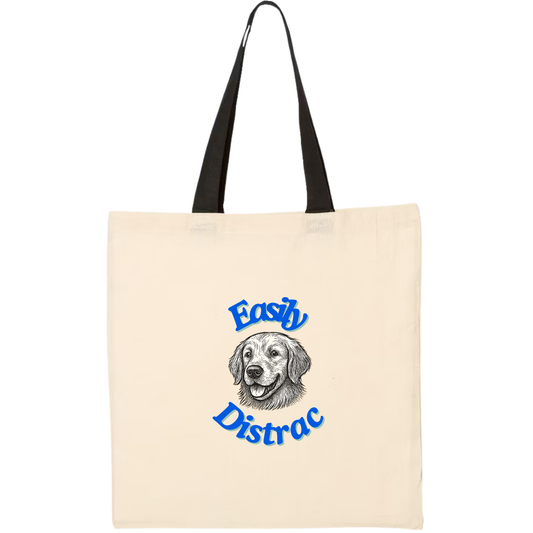 Easily Distrac: Golden Retriever Tote Bag