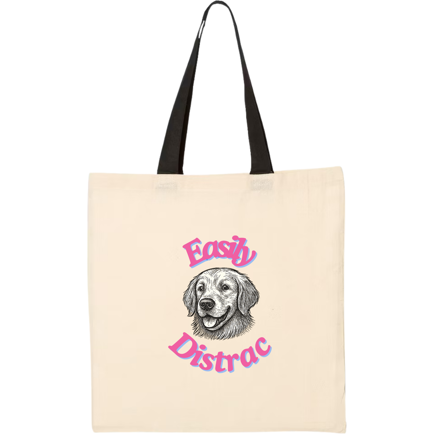 Easily Distrac: Golden Retriever Tote Bag