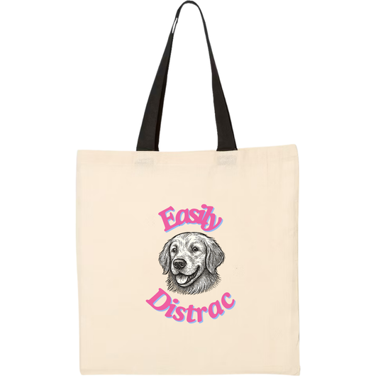 Easily Distrac: Golden Retriever Tote Bag