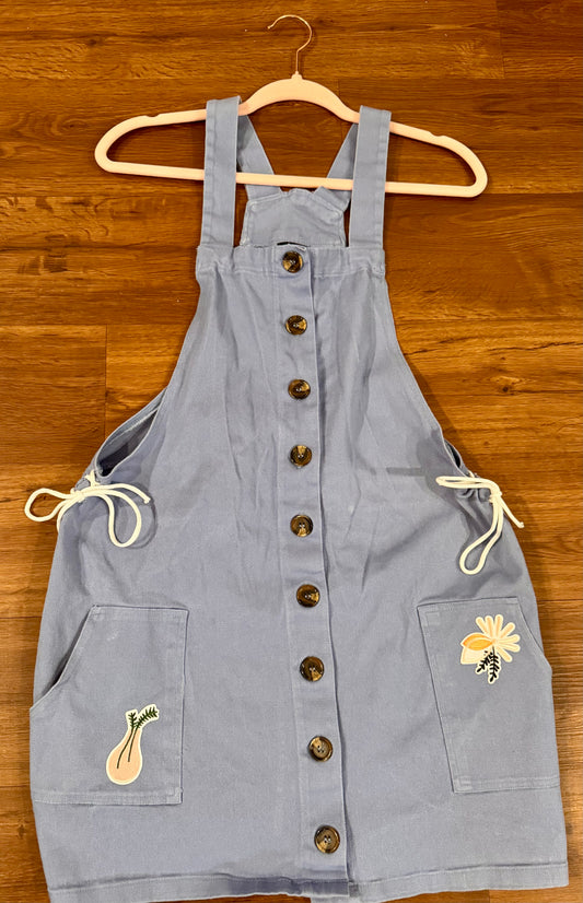 "Root & Bloom" Light Wash Overall Dress