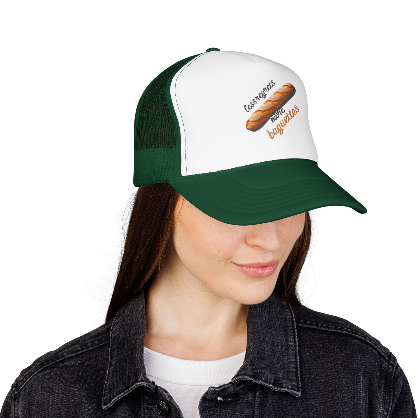Less Regrets, More Baguettes Trucker Hat