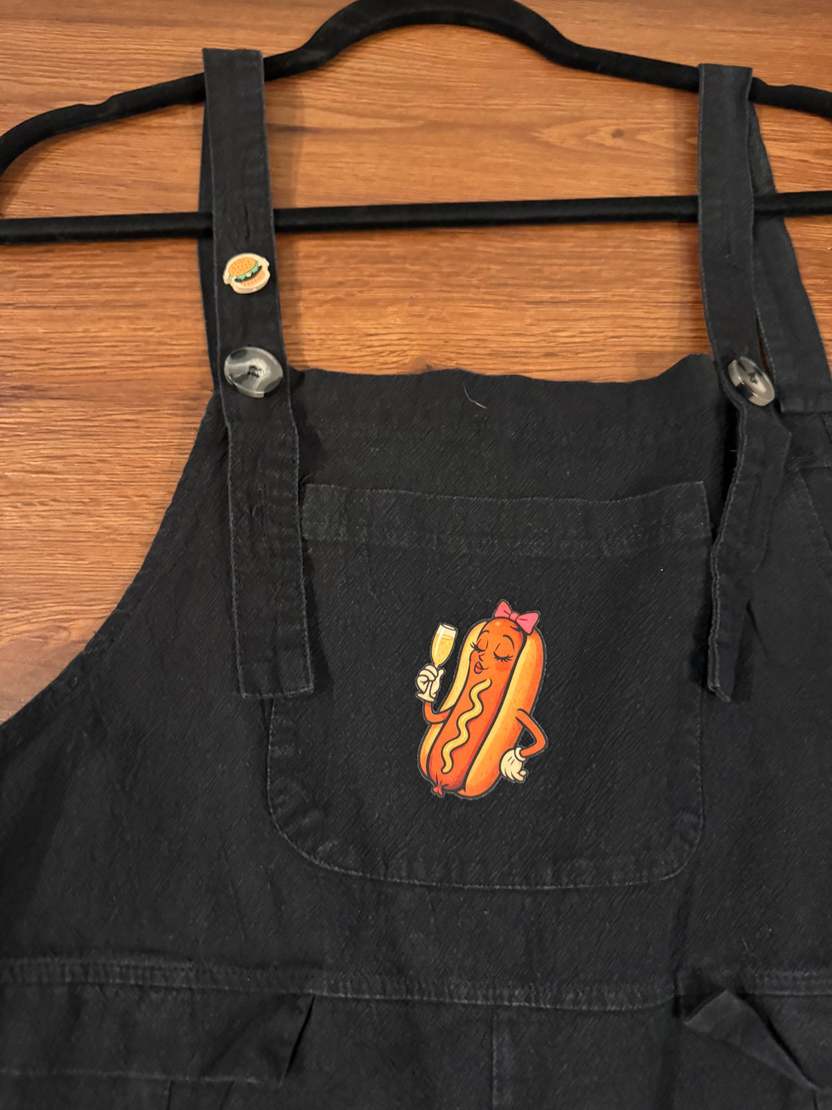 Hot Dog She's Fancy Black Linen Overalls
