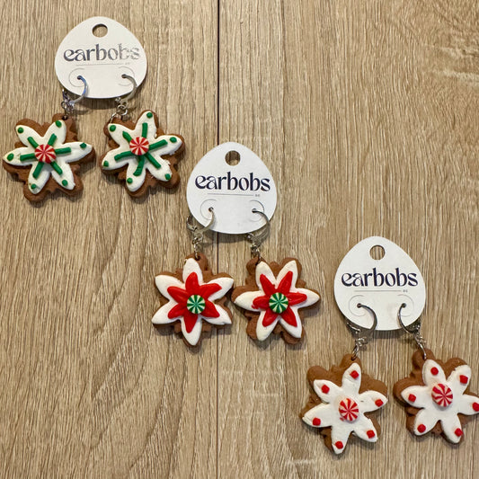 Gingerbread Star Cookie EarBobs