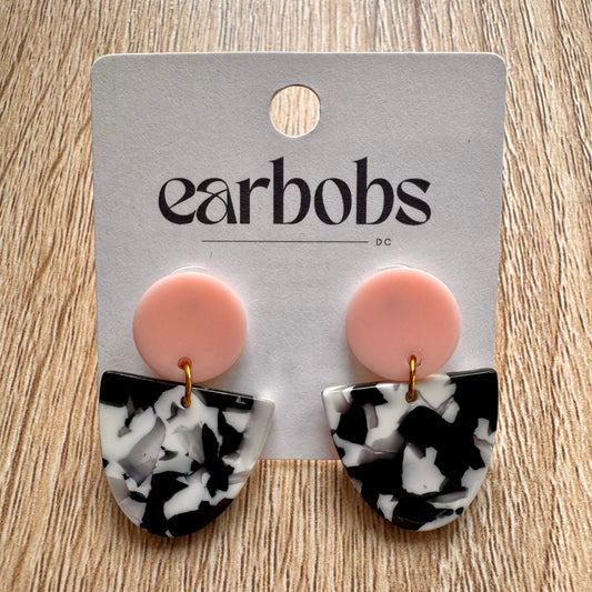 Petaluma - Black, White and Pink Stud EarBobs