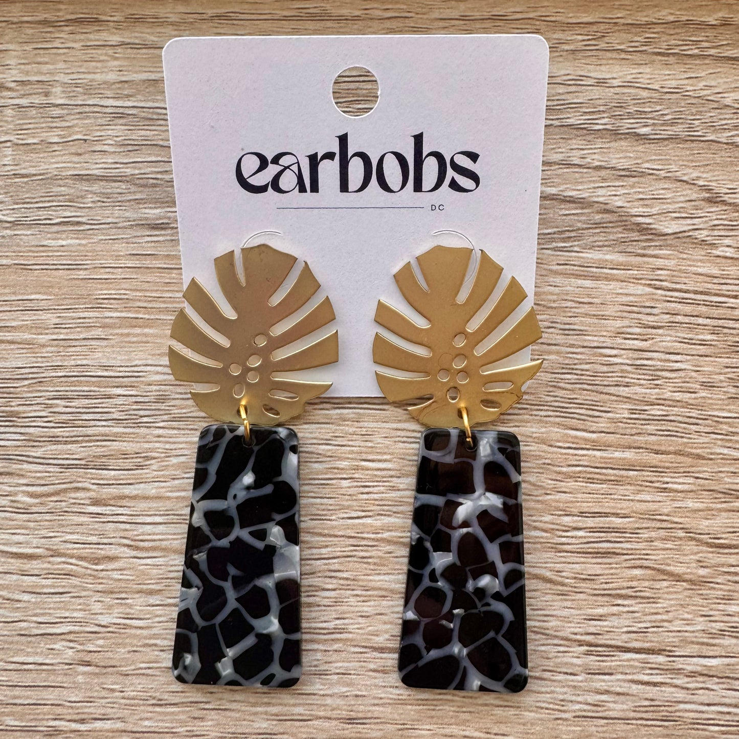 Black Monstera EarBobs