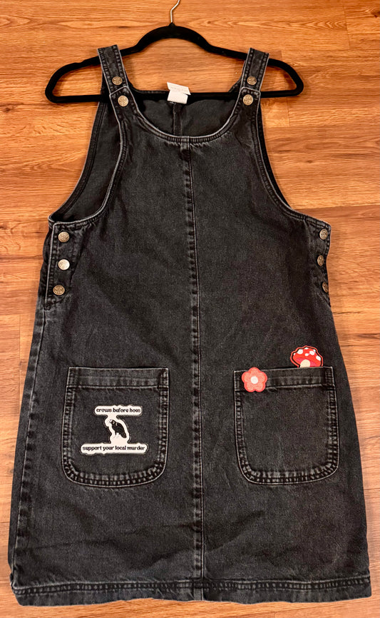 Crows Before Hoes Denim Overall Dress